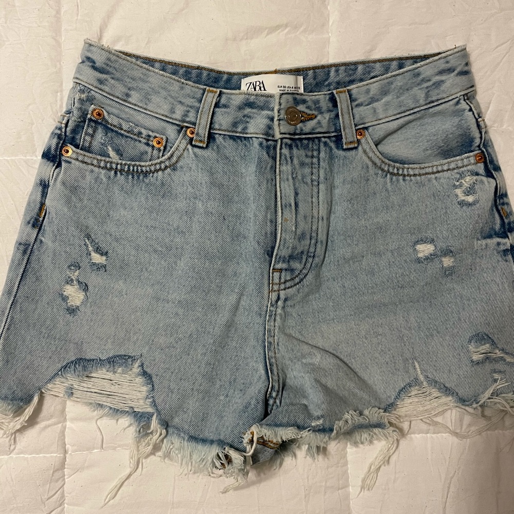 Zara high rise denim shorts